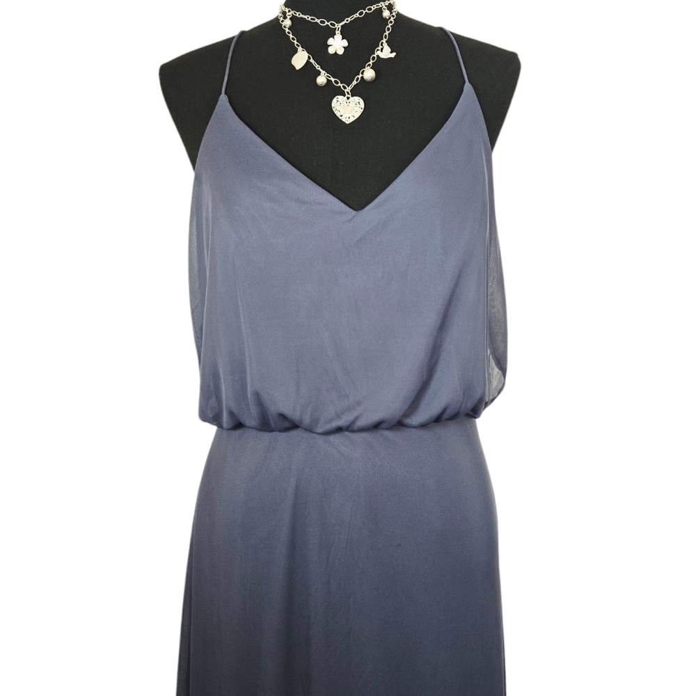 Alfred Sung D739 Deep Onyx Gown Sz 10 Formal Spaghetti Strap Evening Dress 60” - Picture 15 of 15